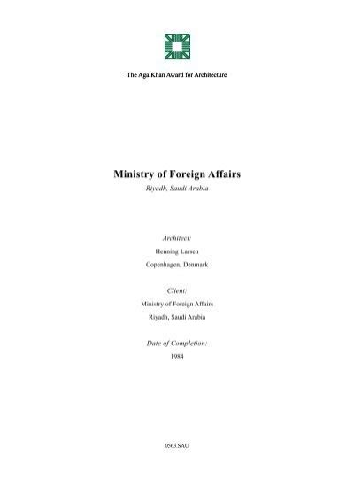 Ministry Of Foreign Affairs Project Brief