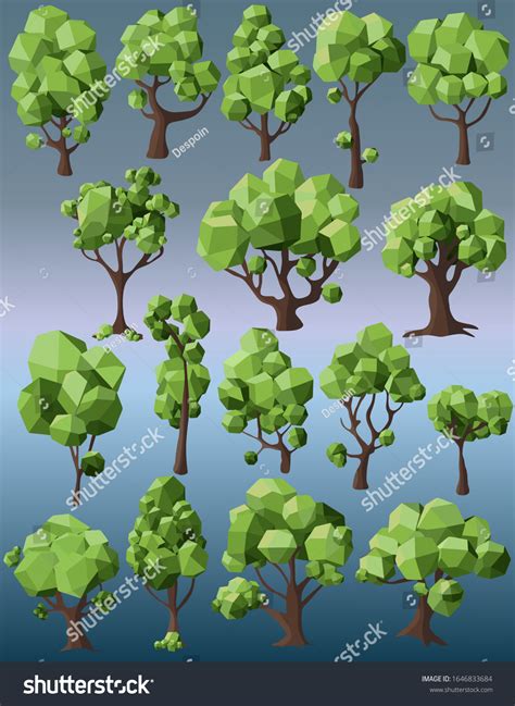 Low Poly Trees Texture Pack Stock Vector Royalty Free 1646833684