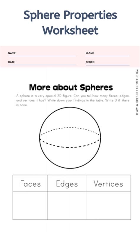 Sphere Properties Worksheet Worksheets Free