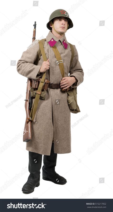 Young Soviet Soldier Winter Uniform Wwii Stock Photo 515217952