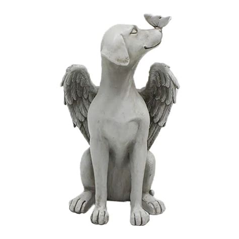 Angel Dog Memorial Statue And Gravestone