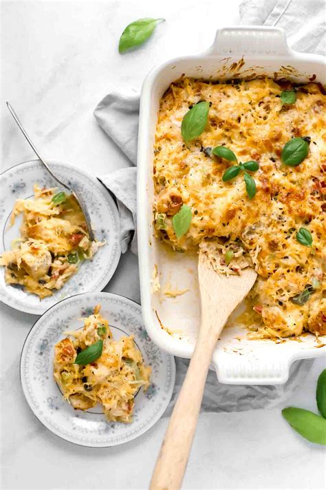 When the chicken is cool, remove the skin and. Cheesy Chicken Spaghetti Squash Casserole (Freezer Meal ...