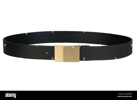 Coiled Black Fashion Belt For Men With Gold Buckle Isolated On A White