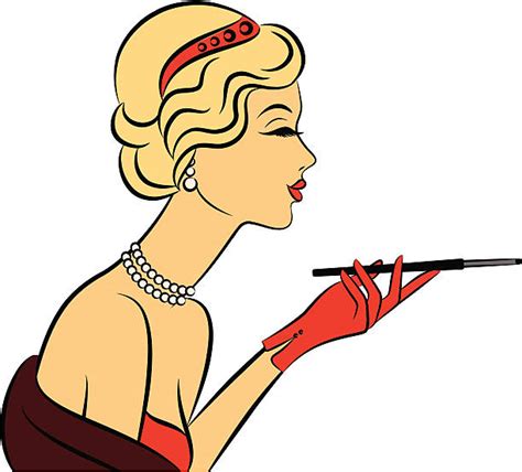 Cartoon Of A Beautiful Women Smoking Cigarettes Illustrations Royalty