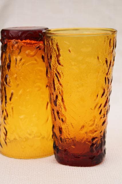 retro amber glass drinking glasses vintage anchor hocking milano desert gold tumblers