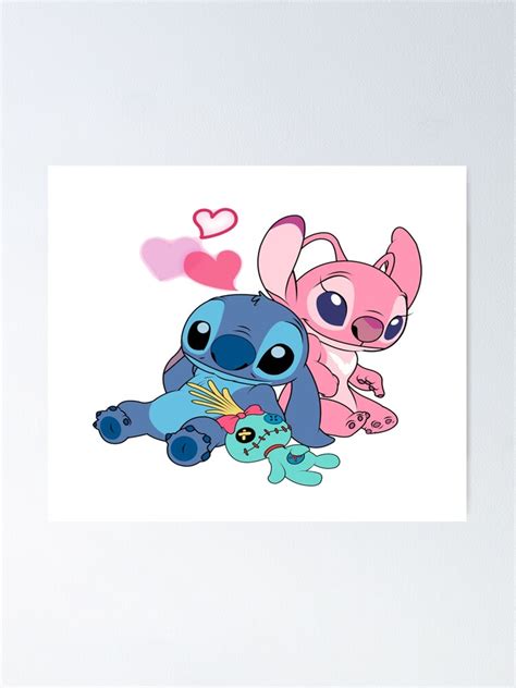Stitch And Angel Love Poster For Sale By Tepperp123 Redbubble