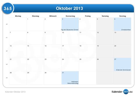Kalender Oktober 2013