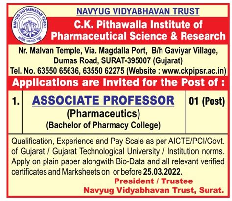 Ckpithawalla Institute Of Pharmaceutical Science And Research Surat
