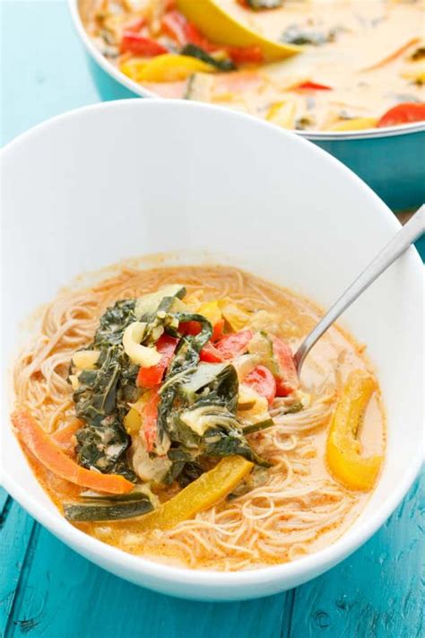 Coconut Curry Soup Over Vermicelli Rice Noodles The Cookie Writer