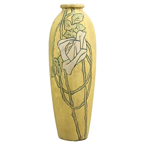 Antique Arts And Crafts Weller Hudson Art Pottery Stylized Floral Vase Circa 1920 At 1stdibs