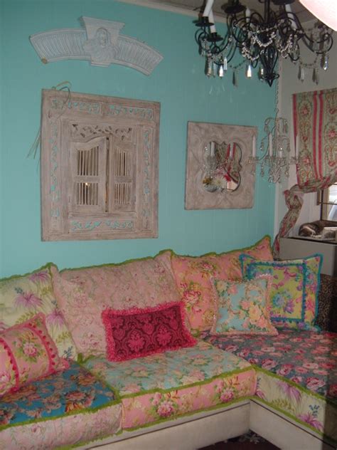 Shabby Chic Slipcovered Sofa Eclectic Living Room