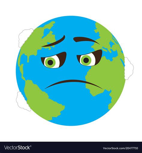 Sad Earth Emote Earth Day Royalty Free Vector Image