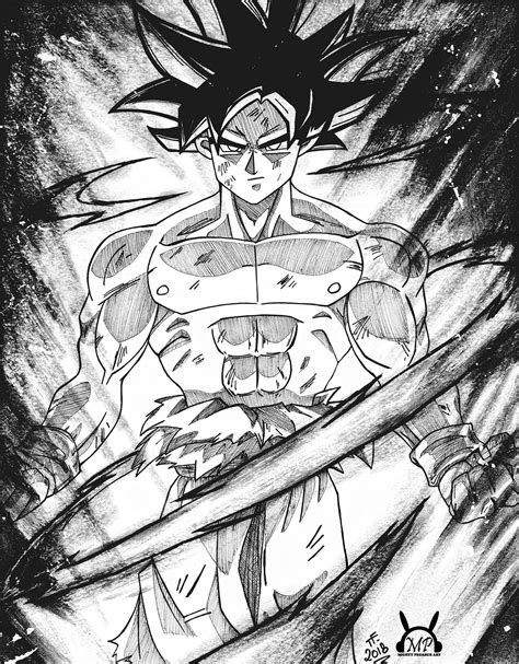 Goku Ultra Instinct Black And White Art By Mighty Pegasus Art In 2021