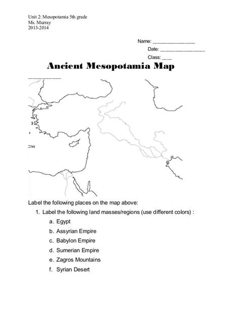 Ancient Mesopotamia Map Activity Draw A Topographic Map
