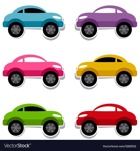 Set Colorful Cars Royalty Free Vector Image Vectorstock