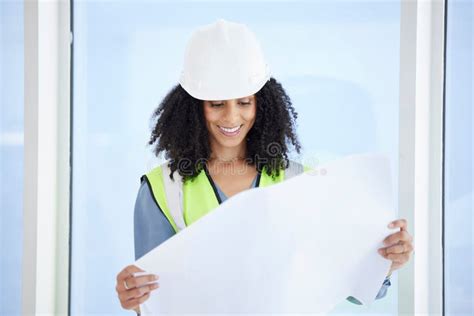 Architect Engineer Or Woman With Paper In Hand For Blueprints