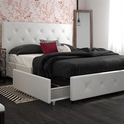 Dhp Dakota Upholstered Faux Leather Platform Bed With Storage Drawers
