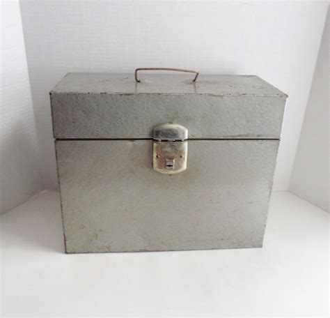 Vintage Industrial Tin Box Climax Metal File Box Haute Juice