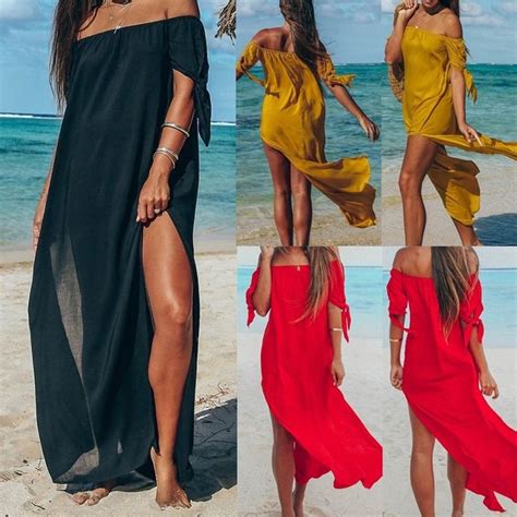 Women Sexy Fashion Summer Beach Off Shoulder Maxi Dress Holiday