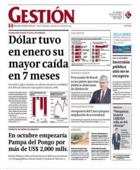 Periódico Diario Gestión Perú Periódicos De Perú Edición De Jueves