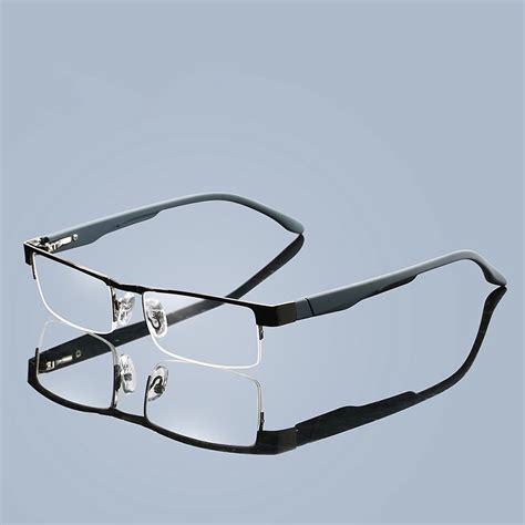 men high quality square half frame eyeglasses blue film anti radiation reading glasses women