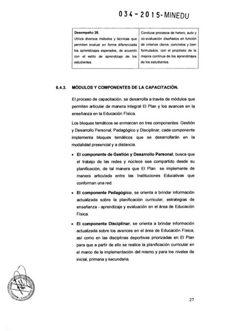 Rm N° 034 2015 Minedu Plan Nacional De Fortalecimiento De La Educaci