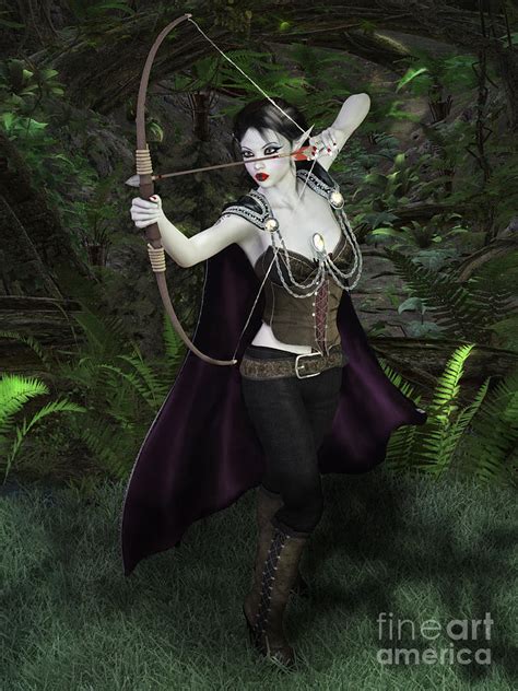 elven archer female digital art by elle arden walby