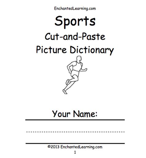 Sports Tiny Picture Dictionary A Short Book To Print