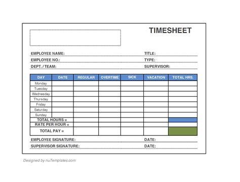 timesheet templates  timesheet template nutemplates