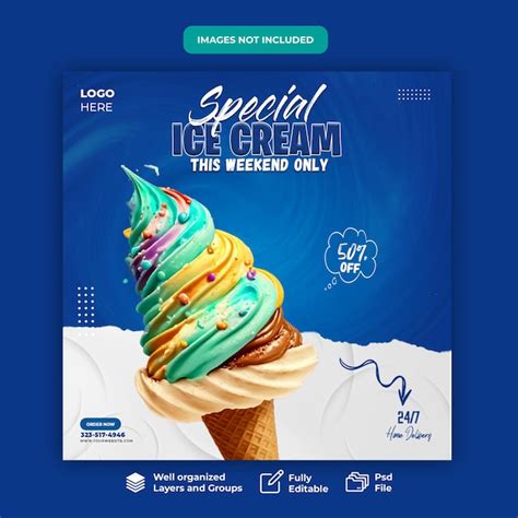 Premium Psd A Poster For Ice Cream With The Words Special Icl Cream On It