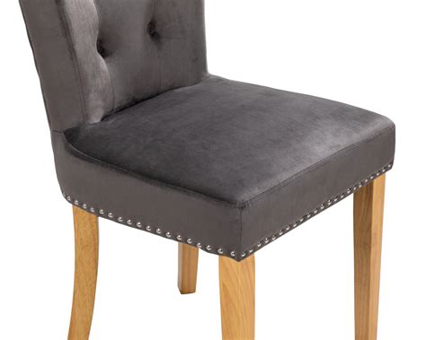 Buy velvet dining chairs and get the best deals at the lowest prices on ebay! Grey Velvet Scroll Top Dining Chairs With Knocker and Oak ...