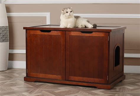 Merry Products White Cat Litter Box Enclosure And Bench