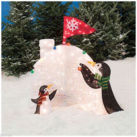 48 2 Pre Lit Penguins Igloo Christmas Winter Ornament Lawn Home