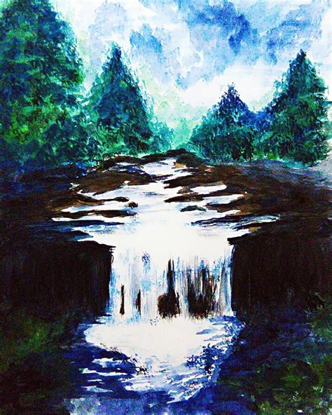 Waterfall By Watercolors On Pantone Canvas Gallery