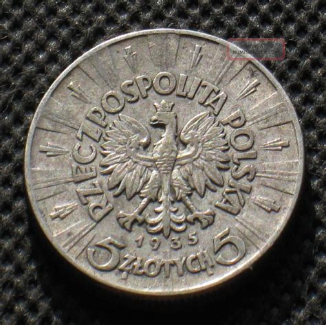 Rare Old Silver Coin Of Poland 5 Zloty 1935 Pilsudski Second Republic Ag