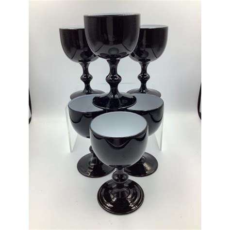 Vintage Carlo Moretti Italy Cased Glass Black And White Cordial Port Wine Glasses Set Of 6 Chairish