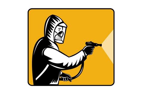 Simple geometric icon with place for text on white background. Pest control exterminator spraying | Retro illustration ...