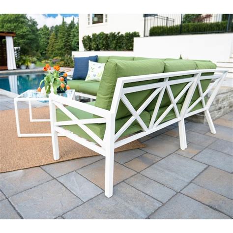 Leisure Made Blakely 5 Piece Patio Conversation Set With Green Cushions