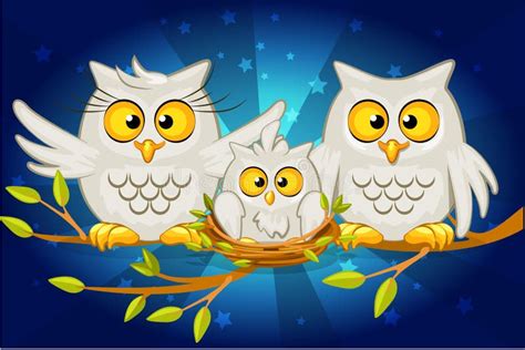 Cute Little Blue And Grey Cartoon Owl Stock Vector Illustration Of