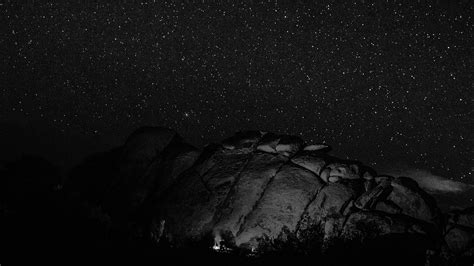 Monochrome Nature Mountains Landscape Night Stars