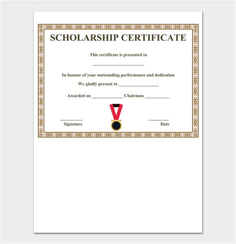 18 Free Scholarship Certificate Templates Word And Pdf Format