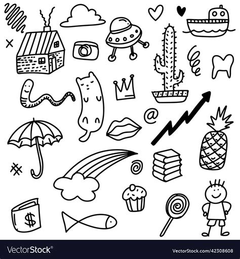 Hand Drawn Cute Doodle For Kid On White Royalty Free Vector