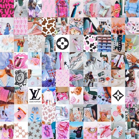 80 Pcs Preppy Wall Collage Kit Bright Fashion Boujee Aesthetic Etsy