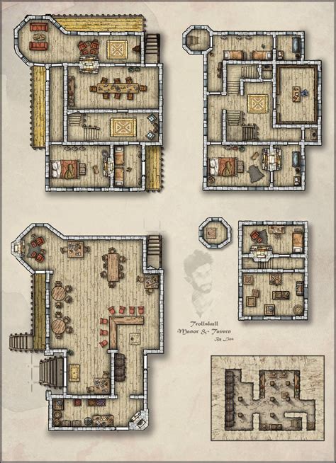 Trollskull Manor And Tavern Dungeon Maps Building Map Fantasy Map