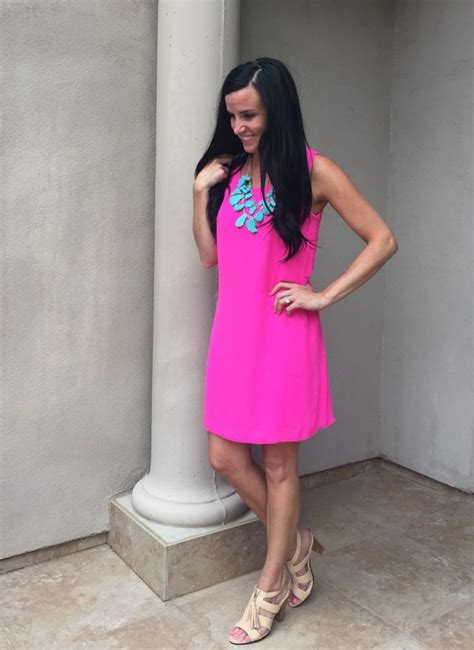 Hot Pink Shift Dress Teacher Fashionista Womens Boutique Dresses