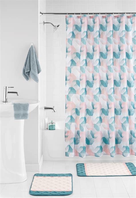 Multi Geometric 15 Piece Bathroom Set Polyester Mainstays Walmart