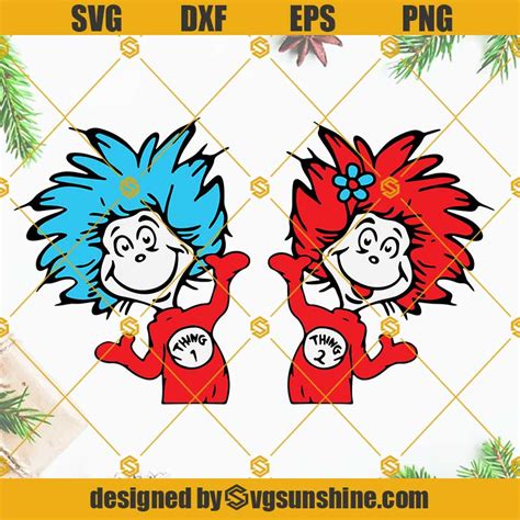 Thing 1 And Thing 2 Svg Bundle Dr Seuss Svg Thing One Thing Two Svg