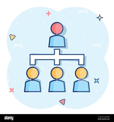 Vector Cartoon People Corporate Organization Chart Icon In Comic Style
