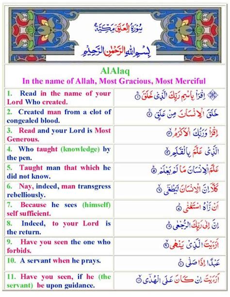 Al Quran Hadith Islamic Book Doa Sura Al Alaq 096 Learn Quran