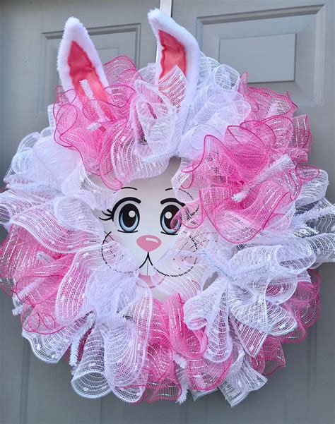 Easter Bunny Wreath Rabbit Face Bunny Ears Decor Beautifulmesh